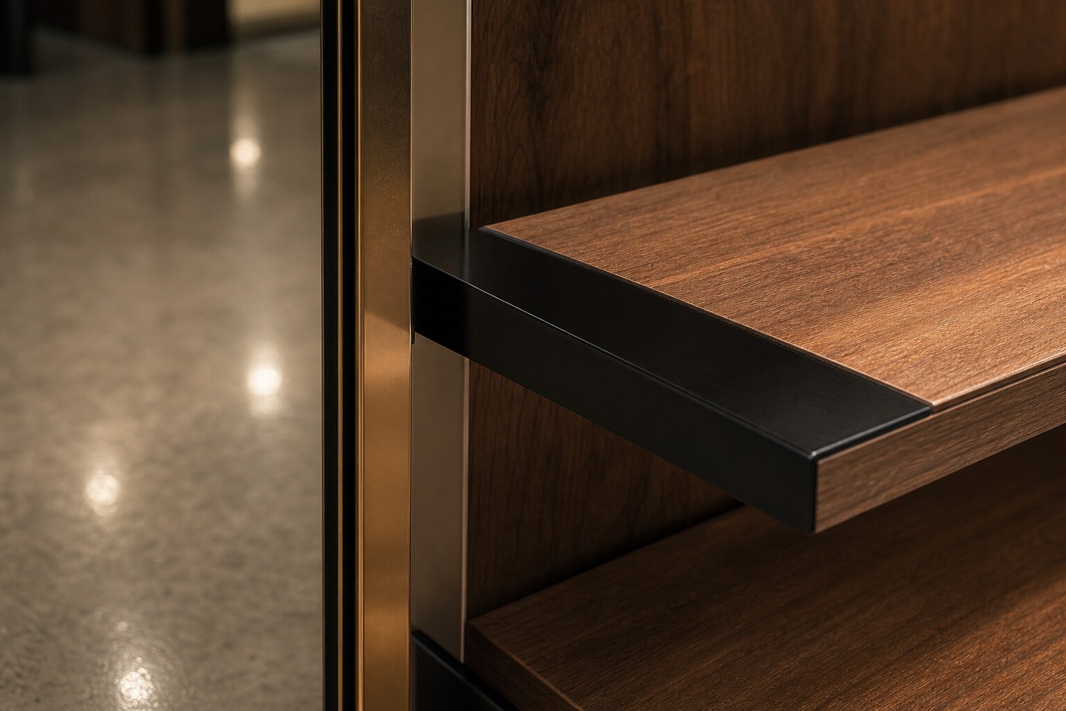 Display joinery and lighting detail from a completed Vizag fit-out