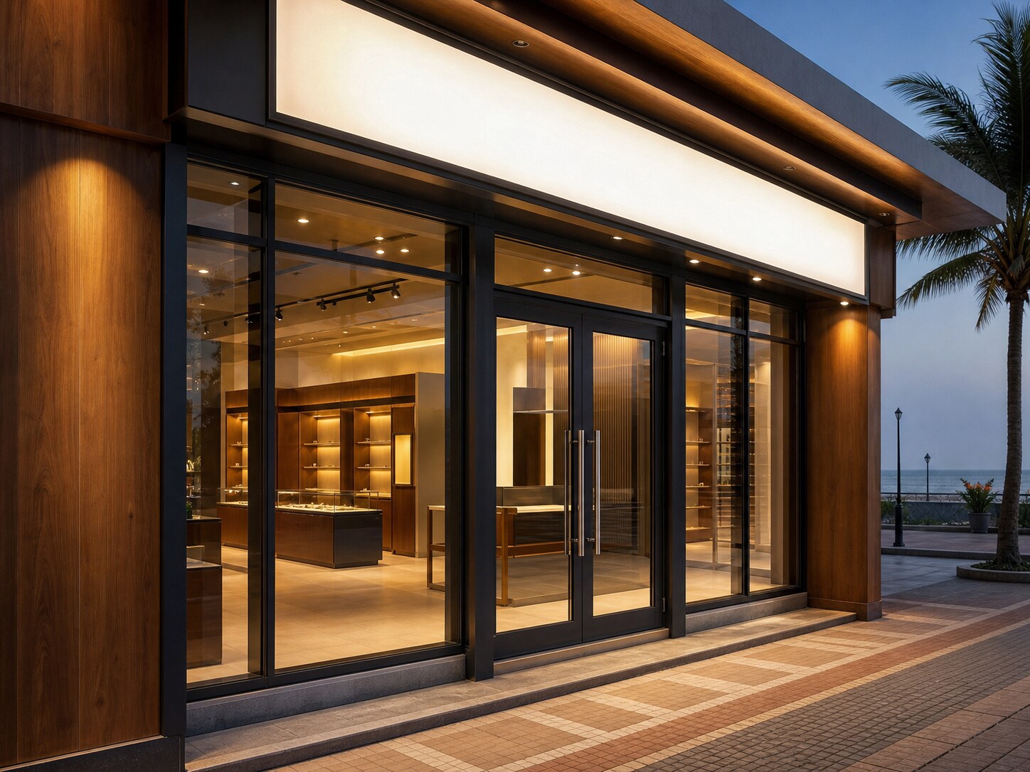 Completed storefront and signage zone in Vizag