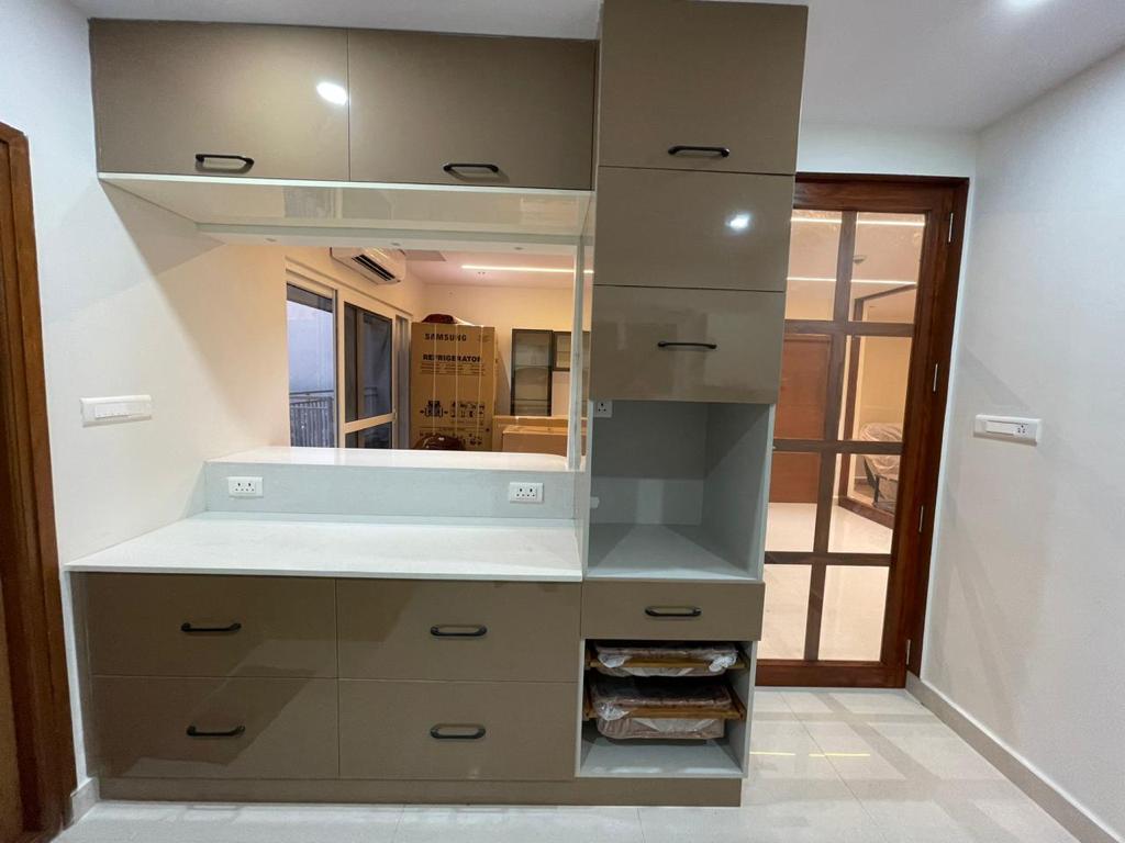 Completed storage joinery from AlcorOne's work in Vizag, Andhra Pradesh