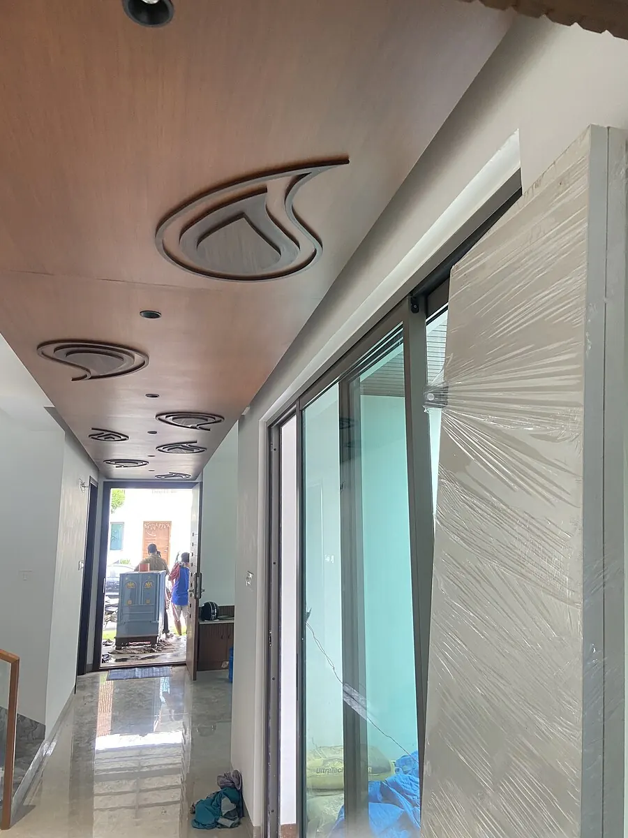 EIPL La Paloma duplex interior in Hyderabad by AlcorOne Solutions — Corridor & designer ceiling