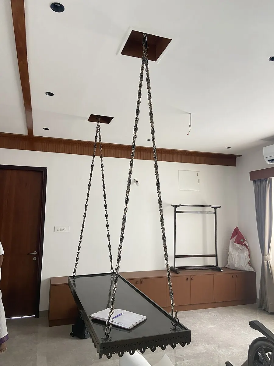 EIPL La Paloma duplex interior in Hyderabad by AlcorOne Solutions — Traditional oonjal swing