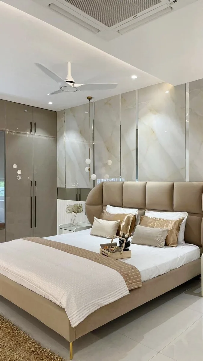 Serene 3BHK Residence interior in Hyderabad by AlcorOne Solutions — Master bedroom